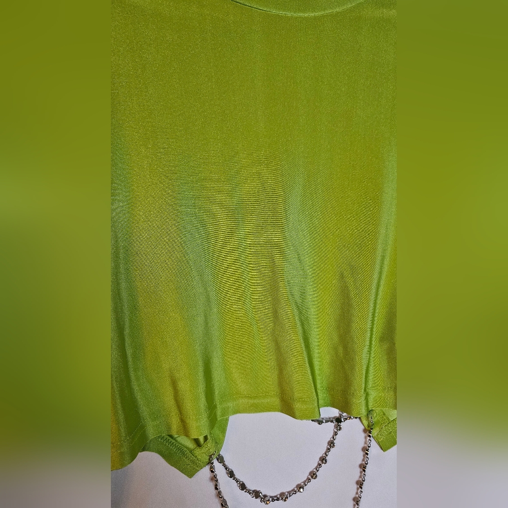 Green Rhinestone Backless Crop Top - Picture 2 of 6